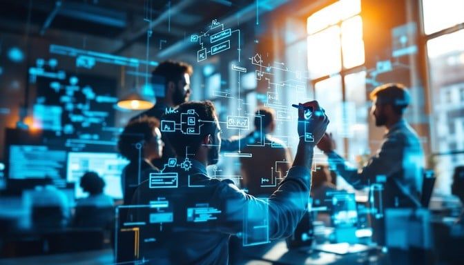 Team working on technology solutions